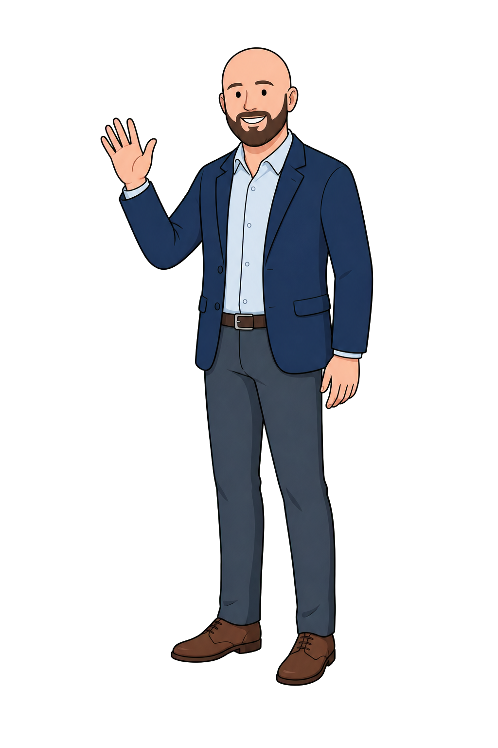 Illustration of Mark Myers waving